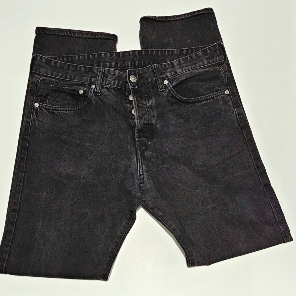 Men's Black-wash Straight Regular Jeans size 33 waist 34 length